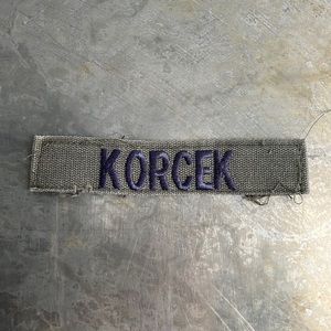 KORCEK Embroidered Vintage ‘Army Green’ Military name tape patch KORCEK